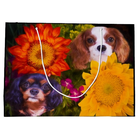 Cavalier King Charles Spaniel Sunflower Groot Cadeauzakje (Achterkant)