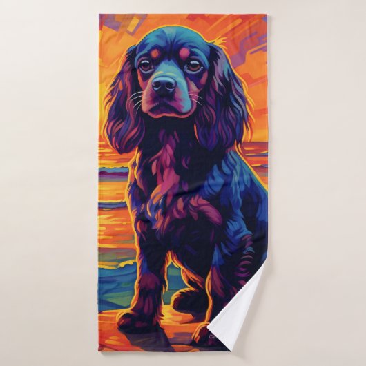 Cavalier King Charles Spaniel Sunset/Sunrise Badhanddoek (Badhanddoek)