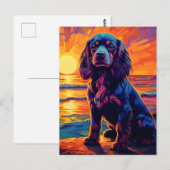 Cavalier King Charles Spaniel Sunset/Sunrise Briefkaart (Voorkant / Achterkant)
