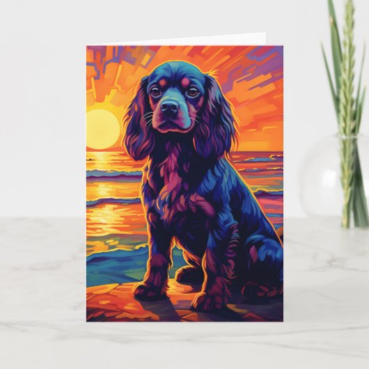 Cavalier King Charles Spaniel Sunset/Sunrise Kaart (Voorkant)