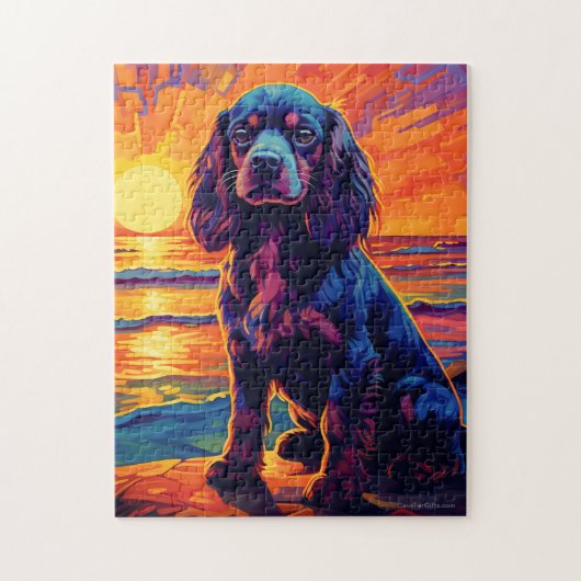 Cavalier King Charles Spaniel Sunset/Sunrise Legpuzzel (Verticaal)