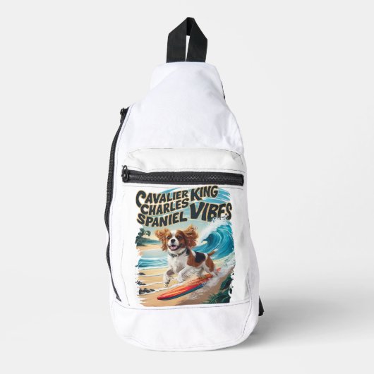 Cavalier King Charles Spaniel Surfen Sling Bag (Voorkant)