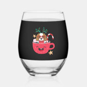 Cavalier King Charles Spaniel Teacup Xmas Holiday  Wijnglas Zonder Voet (Voorkant)