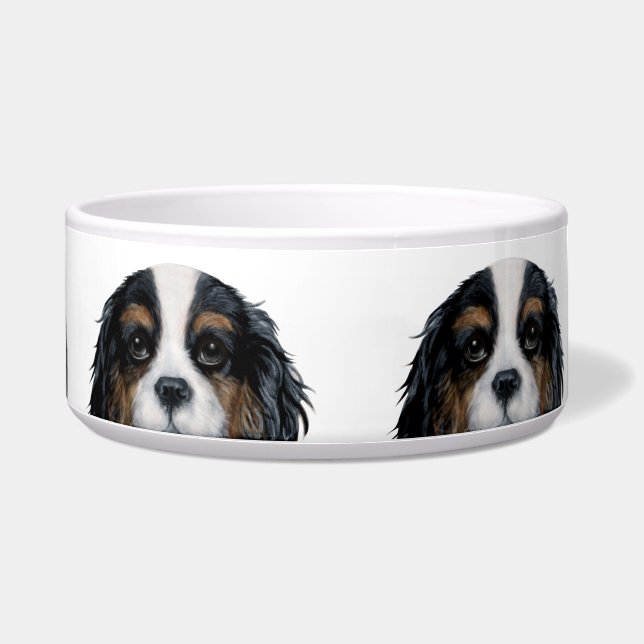 Cavalier King Charles Spaniel tri kleurde Bowls Voerbakje (Rechts)