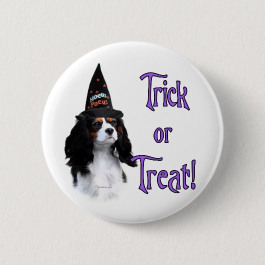 Cavalier King Charles Spaniel Trick Ronde Button 5,7 Cm (Voorkant)