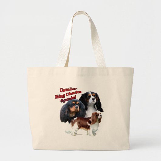 Cavalier King Charles Spaniel Trio 2 Grote Tote Bag (Voorkant)