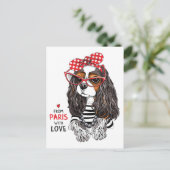 Cavalier King Charles Spaniel uit Parijs met liefd Briefkaart (Staand voorkant)
