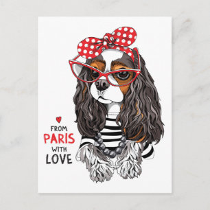 Cavalier King Charles Spaniel uit Parijs met liefd Briefkaart