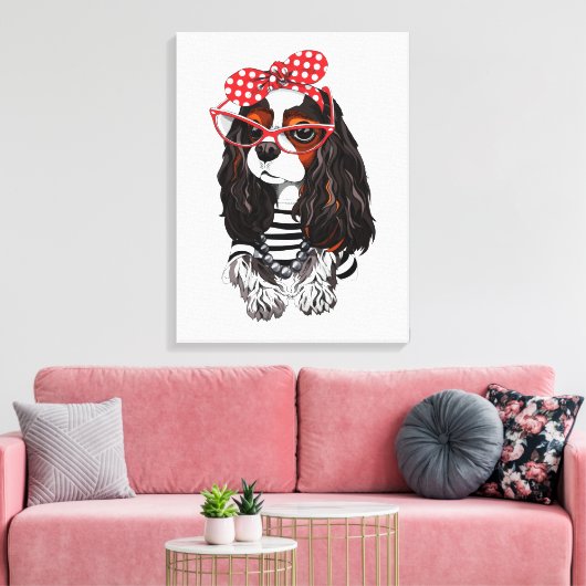 Cavalier King Charles Spaniel uit Parijs met liefd Canvas Afdruk (Insitu (Woonkamer))