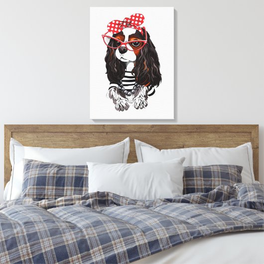 Cavalier King Charles Spaniel uit Parijs met liefd Canvas Afdruk (Insitu (Slaapkamer))