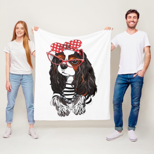 Cavalier King Charles Spaniel uit Parijs met liefd Fleece Deken (In situ)