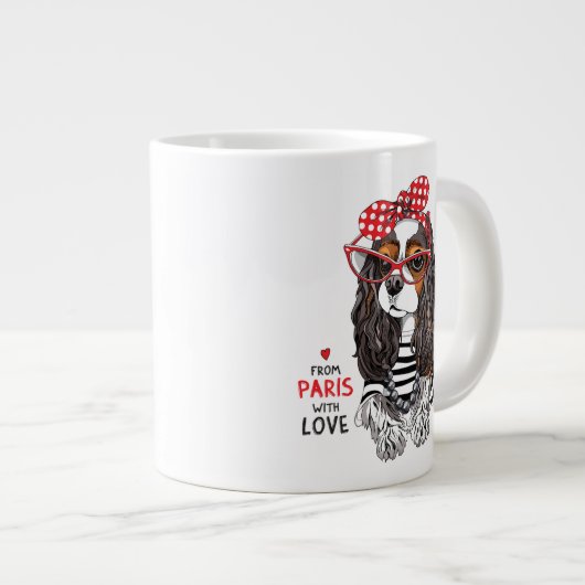 Cavalier King Charles Spaniel uit Parijs met liefd Grote Koffiekop (Voorkant rechts)