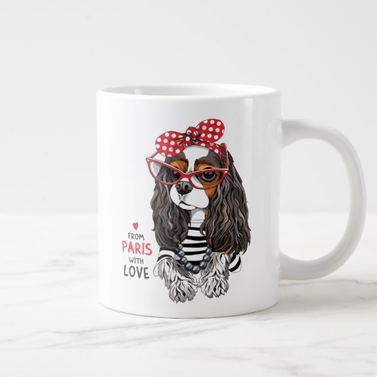 Cavalier King Charles Spaniel uit Parijs met liefd Grote Koffiekop (Rechts)