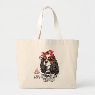 Cavalier King Charles Spaniel uit Parijs met liefd Grote Tote Bag