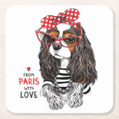 Cavalier King Charles Spaniel uit Parijs met liefd Kartonnen Onderzetters (Voorkant)