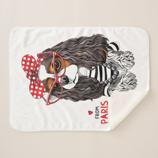 Cavalier King Charles Spaniel uit Parijs met liefd Sherpa Deken (Voorkant (horizontaal))