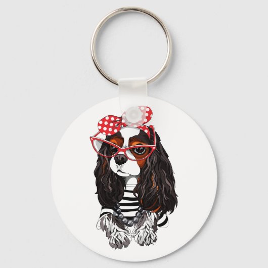 Cavalier King Charles Spaniel uit Parijs met liefd Sleutelhanger (Voorkant)