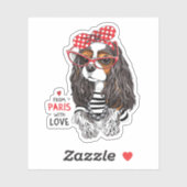 Cavalier King Charles Spaniel uit Parijs met liefd Sticker (Vel)