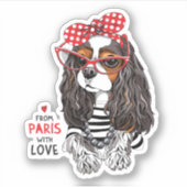 Cavalier King Charles Spaniel uit Parijs met liefd Sticker (Voorkant)
