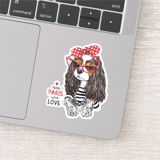 Cavalier King Charles Spaniel uit Parijs met liefd Sticker (Detail)