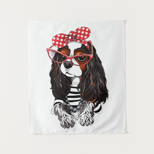 Cavalier King Charles Spaniel uit Parijs met liefd Wandkleed (Voorkant)