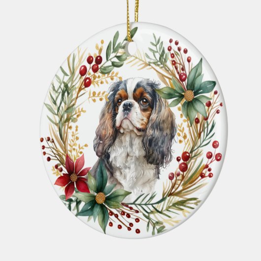Cavalier King Charles Spaniel Vakantiekrans Keramisch Ornament (Links)