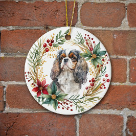 Cavalier King Charles Spaniel Vakantiekrans Keramisch Ornament