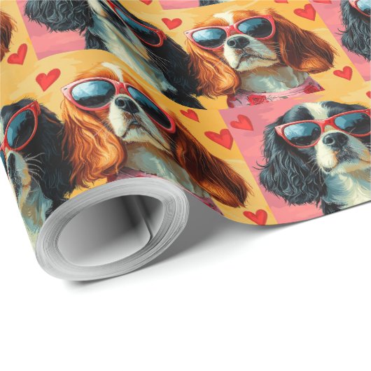 Cavalier King Charles Spaniel Valentijnsdag Cadeaupapier (Rol Hoek)