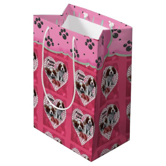 Cavalier King Charles Spaniel Valentijnsdag Medium Cadeauzakje (Achterkant Gekanteld)