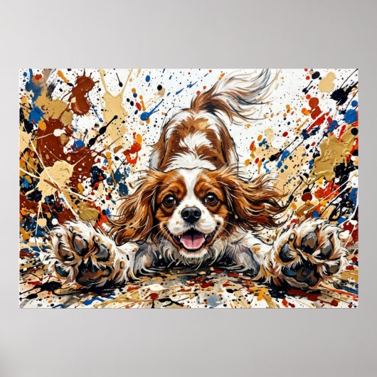 Cavalier King Charles Spaniel verfspatten kunst P Poster (Voorkant)