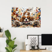 Cavalier King Charles Spaniel verfspatten kunst P Poster (Thuiskantoor)