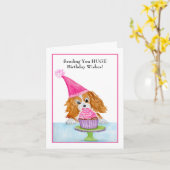 Cavalier King Charles Spaniel verjaardagswensen Kaart (Gele Bloem)