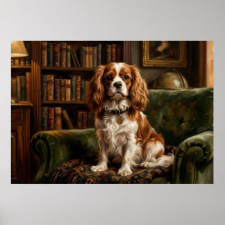 Cavalier King Charles Spaniel Victoriaanse Bibliot Poster