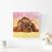 Cavalier King Charles Spaniel Vierkante Klok (Huis)