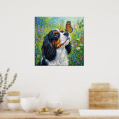 Cavalier King Charles Spaniel Vlindertuin Pos Poster (Keuken)