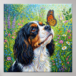 Cavalier King Charles Spaniel Vlindertuin Pos Poster