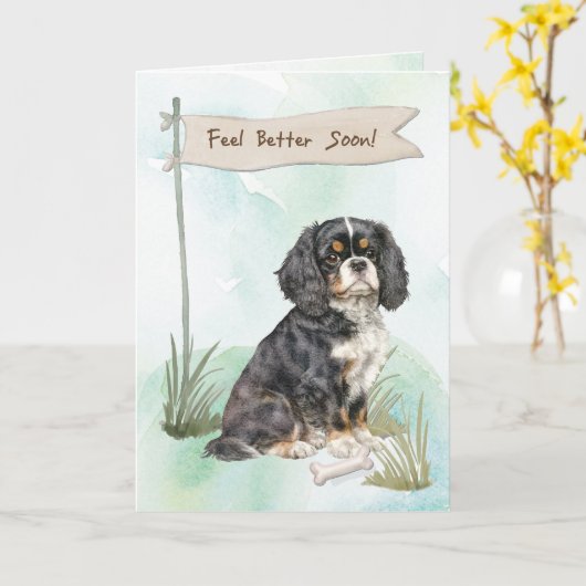 Cavalier King Charles Spaniel Voel je beter Chirur Kaart (Gele Bloem)
