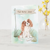 Cavalier King Charles Spaniel Voel je beter om Hon Kaart (Gele Bloem)