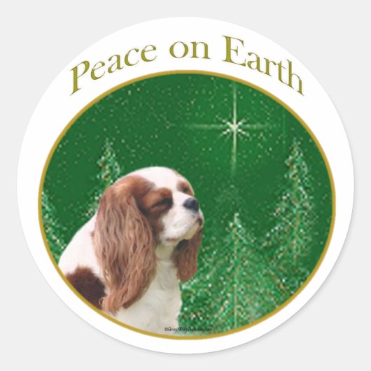 Cavalier King Charles Spaniel Vrede Ronde Sticker (Voorkant)