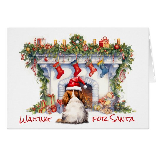 Cavalier King Charles Spaniel Wacht op de Kerstman (Voorkant Horizontaal)