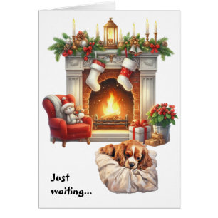 Cavalier King Charles Spaniel Wacht op Kerstmis