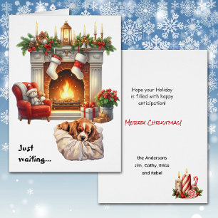 Cavalier King Charles Spaniel Wacht op Kerstmis