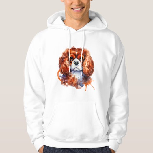 Cavalier King Charles Spaniel Watercolor Kunst Hoodie (Voorkant)