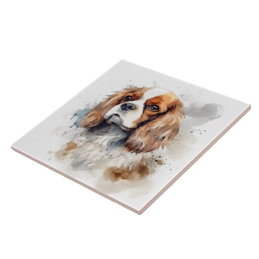 Cavalier King Charles Spaniel Waterverf Tegeltje (Zijkant)