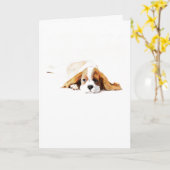 Cavalier King Charles Spaniel Wenskaart, Cadeau Kaart (Gele Bloem)