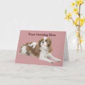 Cavalier King Charles Spaniel Wenskaart Kaart (Gele Bloem)