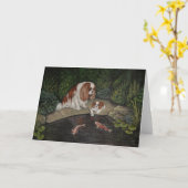 Cavalier King Charles Spaniel wenskaart Kaart (Gele Bloem)