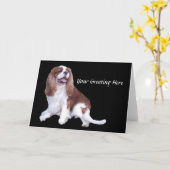 Cavalier King Charles Spaniel Wenskaart Kaart (Gele Bloem)