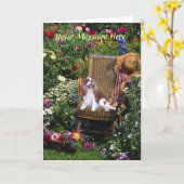 Cavalier King Charles Spaniel Wenskaart Kaart (Gele Bloem)
