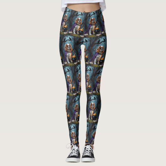 Cavalier King Charles Spaniel Whimsical Halloween Leggings (Voorkant)